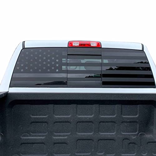 Zxiaochun American Flag Rear Window Decal Fits Truck Pickup Suv, Car Universal Usa Flag Back Window Vinyl Graphic Sticker Matte Black(66"X22") #TOP5