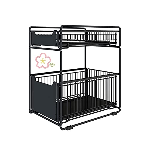 LANTUS Organisateur de Cuisine à 2 Niveaux Rangement sous évier Coulissant Support d'armoire Coulissant Cover