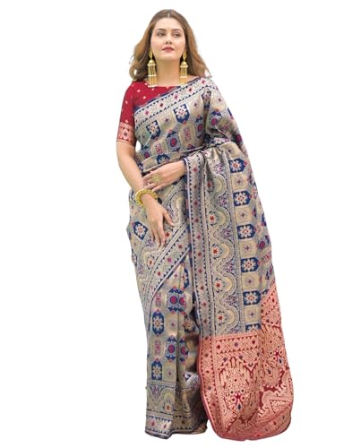 Image of SIRIL Women's Banarasi Weaving Soft Silk Saree With Unstitched Blouse Piece(4791S141 Green)