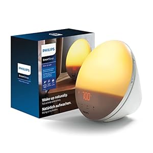 Philips Wake-up light SmartSleep – Wakker worden met licht – 5 Natuurlijke wekgeluiden – 20 Helderheidsniveaus – Simulatie van zonsondergang – Met FM-Radio en sluimerfunctie – HF3519/01