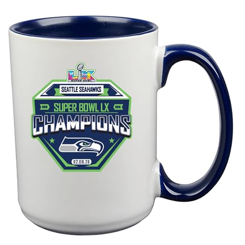 The Memory Company Officially Licensed NFL Seattle Seahawks 2026 Super Bowl LX Champions 15oz Ceramic Mug