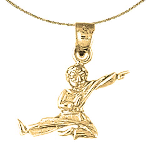 Jewels Obsession 14K Yellow Gold Martial Arts Karate Pendant With 18" Necklace - 21 Mm #TOP13