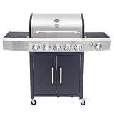 Arsard Barbecue a Gas Professionale XXL Con 6 Fuochi Multifunzione Da 19 KW, Completo Di Bruciatore...