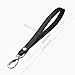 Hamdecro Wristlet Strap, Genuine Leather Wrist Lanyard Hand Strap Replacement for Wallet Purse Clutch Pouch Phone Keychains, Silver Buckle - Black