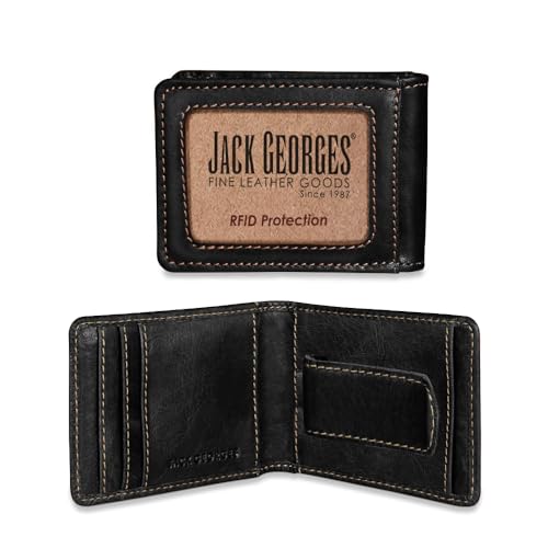 Jack Georges Voyager Bi-Fold Wallet with Magnetic Money Clip #7748 (Black)