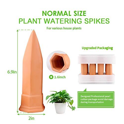 Plant Watering Stakes, Automatic Self Plant Watering Spikes Devices System, Terracotta Plant Waterer Self Irrigation Watering System for Garden Indoor and Outdoor Potted Plants in Vacation, 8 Pack