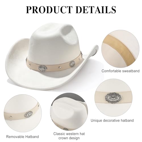 Image of Cowboy Hat for Men Women Suede Western Leather Cowgirl Hats Uniex Hat