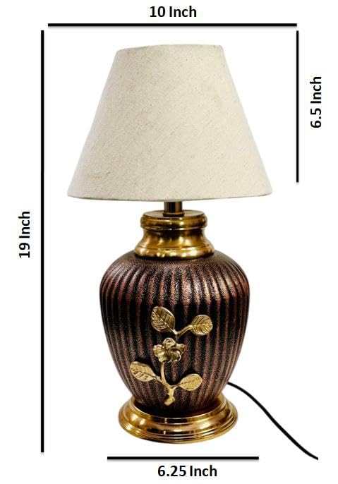 Image of The Devine Decor Copper Antique Lamp | Copper Antique Finish Gold Table Lamp for Bedroom, Bedside, Living Room, Home Decoration, Hotel Pack of 1 | Size:48 X 26 cm