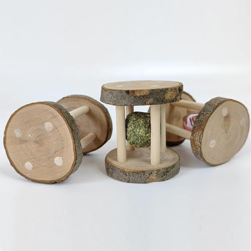 Hamster Rabbit Chew Toy Natural Wooden Play Toy, Wood Teeth Grinding Toy with Bell for Parrot, Rabbit, Chinchilla, Guinea Pig, Hamster Small Animals Toys for Pet Supplies, Decorations - Image 4