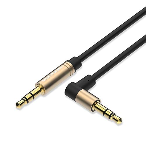 Vention 3.5mm Jack Audio Cable 3.5 Male to Male Cable Audio 90 Degree Right Angle AUX Cable for Car Headphone MP3/4 Aux Cord (P360T Black 0.5m)