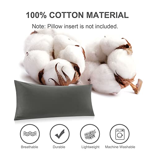 PiccoCasa Bolster Pillow Case Egyptian Cotton Body Pillow Cover 300 Thread Count Soft and Breathable Long Pillowcase with Zipper Closure Dark Grey 20"x60" (5ft) - Image 4