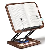 viozon 書見台 ブックスタンド 卓上 勉強 360度回転式 ペン用のくぼみ付き 無階段高さ調整 折りたたみ式 安定 おしゃれ 本立て タブレット PCスタンド ウォールナット色