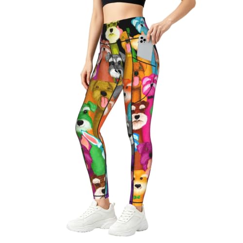 Pantalones de yoga con estampado Oil de perros Schnauzer informales con bolsillos opacos