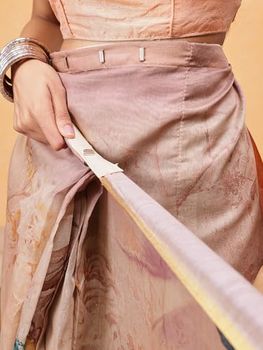 Image of Amazon Brand - Anarva Pattu Art Silk Woven Ready To Wear Saree Pink