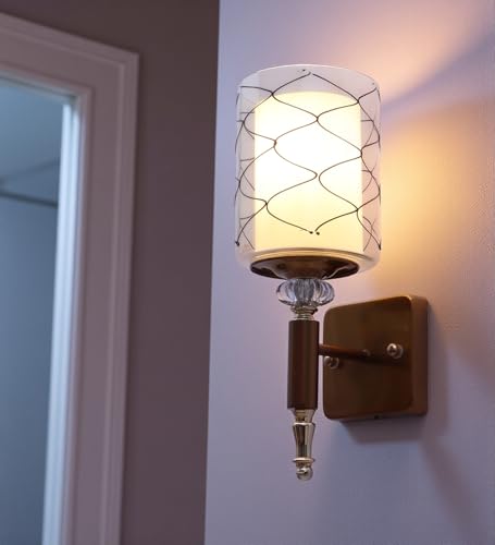Image of ELAINTE Premium Wall Light | | Elegant Glass Wall Lamp for Living Room & Hallway | 3 Years Warranty | Free Bulb (Lunara-Single)
