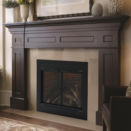 Image of Stanbroil Fireplace Glass Cabinet-Style Door, Black, Small