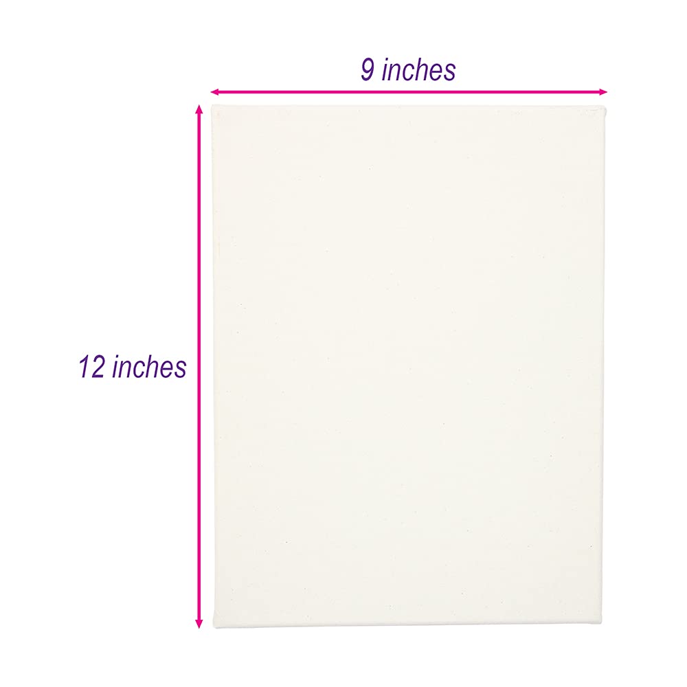 Craft County – Primed White Blank 100% Cotton Canvas – 9” X 12” – Art Supplies – 8-Pack - Acrylic & Oil Painting