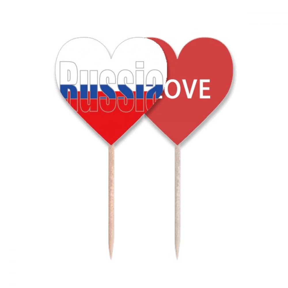 Palillos de Rusia Art Deco con bandera de corazón para decoración de brochetas y cócteles en mesa