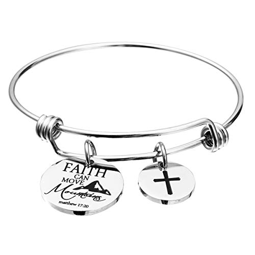 Image of Cross Adjustable Christian Bible Verse Bracelet Religious Jewelry | Inspirational scripture bangle, thoughtful confirmation faith gift for women teengirls