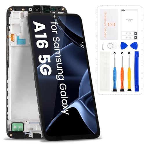 for Samsung Galaxy A16 5G Screen Replacement for Samsung A16 LCD Display SM-A166B A166P A166E Touchscreen Digitizer Full Assembly with Tools(Black with Frame)