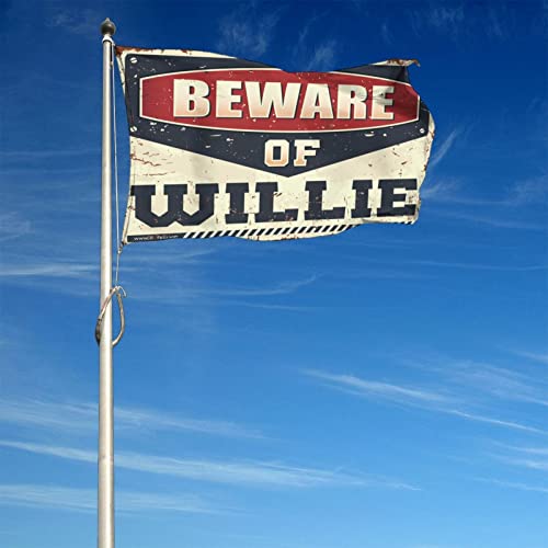 Material de bar para cueva de hombre y bandera Cuidado con Willie 4