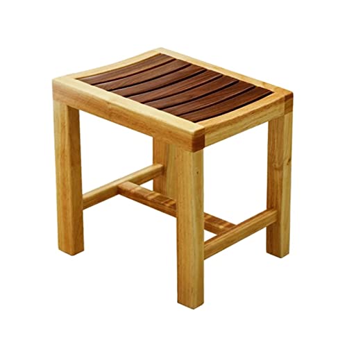 TBLOTYD Bathroom Bench Stool,Bathtub Shower Chair Shower Stool, Wood Style Seat Chair Step Stool Water Resistant Household Footstool for Indoor Kitchen Bathroom Wood Bench