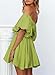 Dokotoo Womens Square Neck Grass Green Dress Puff Sleeve Elastic Waist Off The Shoulder Dresses for Women Ruffle A-Line Casual Mini Dress Medium