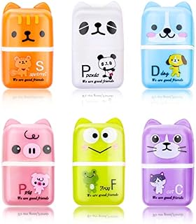 cobee Cartoon Roller Eraser for Kids, 6PCS Cute Pencil Erasers Cube Animal Eraser Pencil Rubber Eraser Shaving Roller Erasers Case for Kids School Office Supply