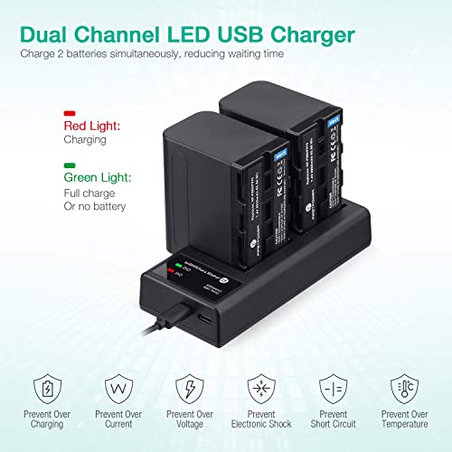 Firstpower 2 Pack Np-F970 Batteries And Usb Dual Charger For Sony Np-F970 F960 F950 F930 F750 F570 F550 F530 F330 Battery And Sony Handycams, Ccd-Sc55 Tr516 Tr716 Tr818 Tr910 Tr917 #TOP3