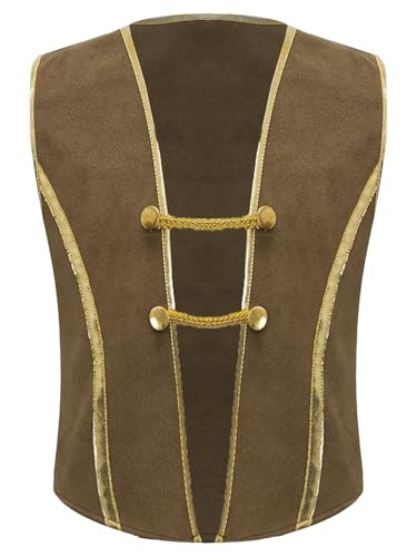 Kids Boys Medieval Pirate Vest Viking Renaissance Steampunk Waistcoat Top Halloween Party Dress Up