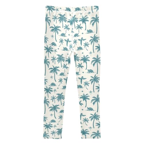 Girls Leggings Soft Toddler Ankle Length Bottoms Tropical Trees Turtles Kids Dance Yoga Pants 4-10 Years2