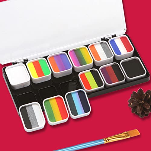 2 Pcs Kit de pintura de rosto de arco-íris | Kit de pintura facial profissional de 12 cores para cri