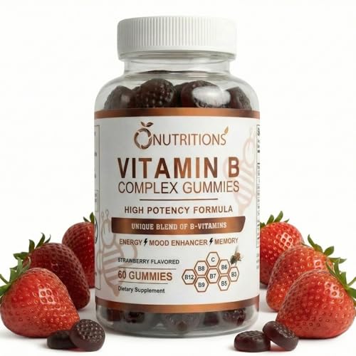 O NUTRITIONS Vitamin B Complex Vegan Gummies with Vitamin B12, B7 as Biotin, B6, B3 as Niacin, B5, B6, B8, B9 as Folate for Stress, Energy and Healthy Immune System (1 Pack)