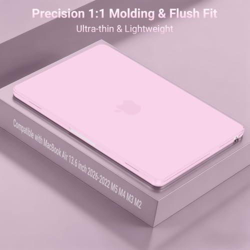 Image of MOSISO Compatible with MacBook Air 13 inch Case M5 2026 M4 2025 M3 M2 2024-2022 A3449 A3240 A3113 A2681,Hard Shell&Keyboard Cover&Screen Film&Pouch for MacBook Air 13.6 inch Case, Dusty Pink