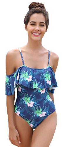 SHEKINI Donna Sexy Ruffles Costumi da Bagno Un Pezzo Bikini Imbottito Costume Intero Beachwear Esotico con Volant Retro...