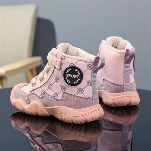 Girls Boys Hiking Boots Slip On Fleece Lined Warm Shoes Kids Winter High Top Sneakers Trendy Casual Trainers3