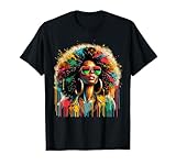 Juneteenth Black Womens Queen Afro African Melanin Dripping T-Shirt