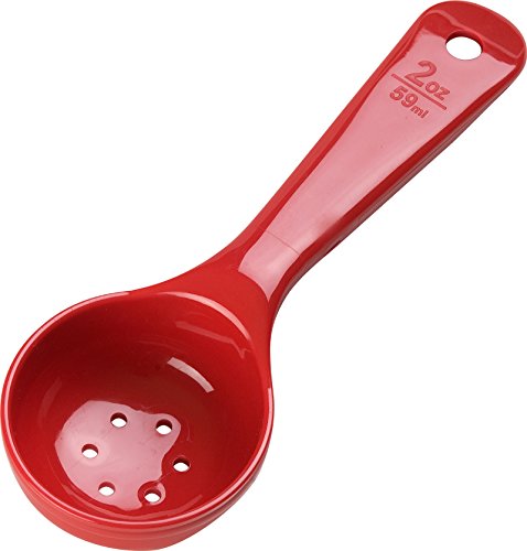 Image of Carlisle FoodService Products 496205 Measure Miser Perforated Measuring Spoon with Short Handle, 2 Ounce, Red