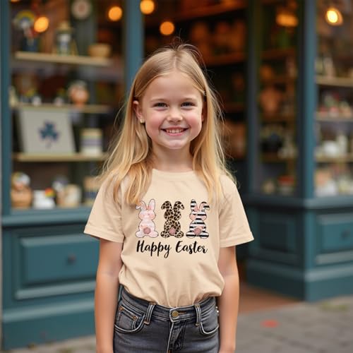 CM C&M WODRO Happy Easter Shirts for Kid Girls Leopard Floral Bunny Graphic T-Shirt Short Sleeve Funny Cute Rabbit Tees Tops3