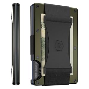 RIDGE wallets for men – The Ultimate RFID Wallet for Modern Dads – Slim, Stylish, and RFID Blocking – Aluminum Card & Cash Strap Wallet (Matte Olive)