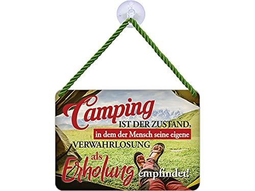 Blechwaren Fabrik Braunschweig Kulthänger Blechschild - Camping VERWAHRLOSUNG ERHOLUNG KH135