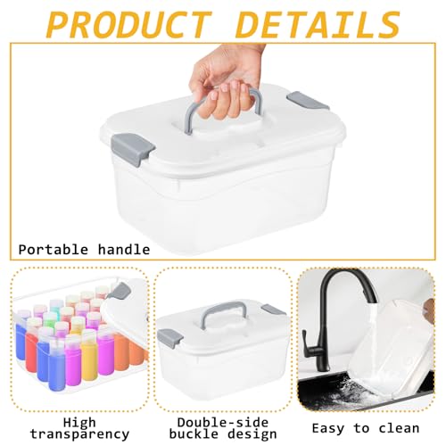Image of 3 Pcs Paint Storage Box for Acrylic Paint, Portable Clear Acrylic Paint Organizer Boxes with Handle and Lid, Extra Large Capacity Art Supply Clear Box for 2 Fl. oz Apple Barrel & Other Brand Paint