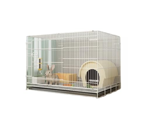 Andulaうさぎ 兎 折り畳み式 小動物 ペット おうち 小屋 コンパクト折りたたみ ペット休憩所 脱走防止 トレー付き 組立簡単 掃除簡単 モルモット チンチラ 猫 犬用 (ホワイト,【50*30*40】単層です)