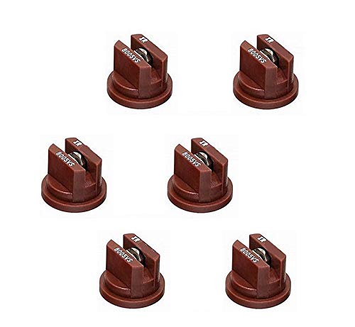 Pack of 6 - TeeJet Extended Range Flat Spray Tips Brown 80° Polymer w/SS Insert Farmer Bob's Parts XR8005VS