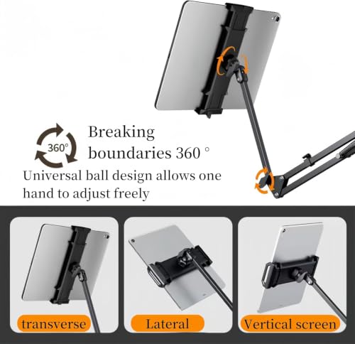 Image of Adjustable Long Arm Tablet & Phone Stand | Heavy Duty Aluminum Alloy Gooseneck Holder for Bed, Desk & Sofa | 360 Rotating Hands-Free Bedside Mount for iPad, Tablets & Mobile Phones