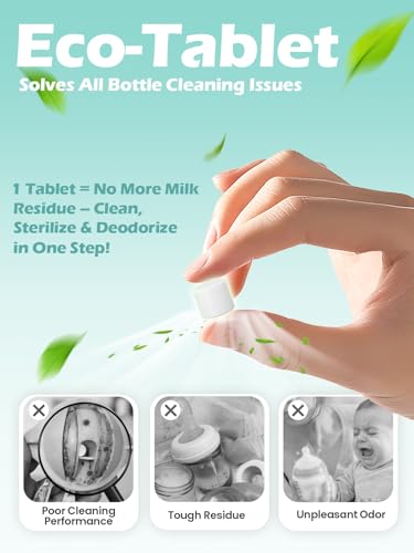 Image of 360PCS Official Detergent Cleaning Tablets: for Baby Brezza Grownsy Papablic Momfann Bottle Washer - Baby Bottle Washer Tablets for All Brands Bottles Washers Machines