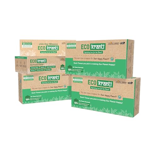 Image of Eco Kranti - Facial Tissue Paper Box (Pack of 6, 100 Pulls/Pack) |100% Natural Bagasse | Soft & Absorbent Face Tissues | Biodegradable, Compostable & Eco-Friendly | Travel-Friendly Napkins
