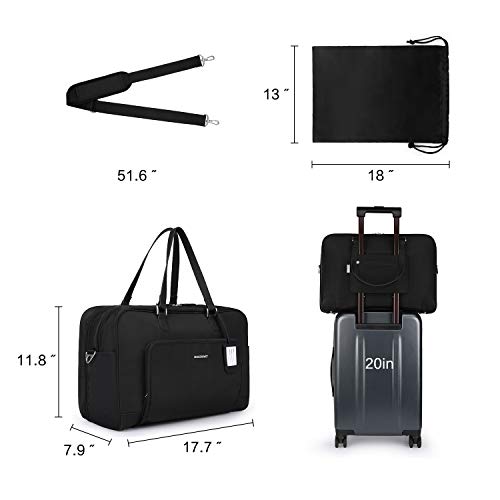 BAGSMART Weekender Bag Travel Duffle Bag Large Carry On Overnight Bag Carry On Bag for Personal Items, Black, 27L