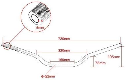 Miniatura 2 de Para Yamaha MT-09 MT-07 MT-03 MT-25 FZ1 FZ6 FZ8 28.3 in 78 '' 0.866 in Manillar universal Manillar de la motocicleta Agarraderas de Metal