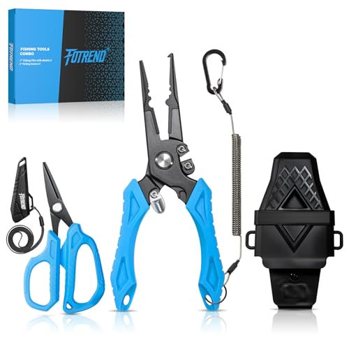 Image of Fishing Tool Kit, Fishing Gear - Fishing Plier with Sheath, Fillet Knife, Fishing Scissors, Fish Lip Gripper, Tool Retractor, Keychain Bottle Opener, Fishing Gifts for Men
